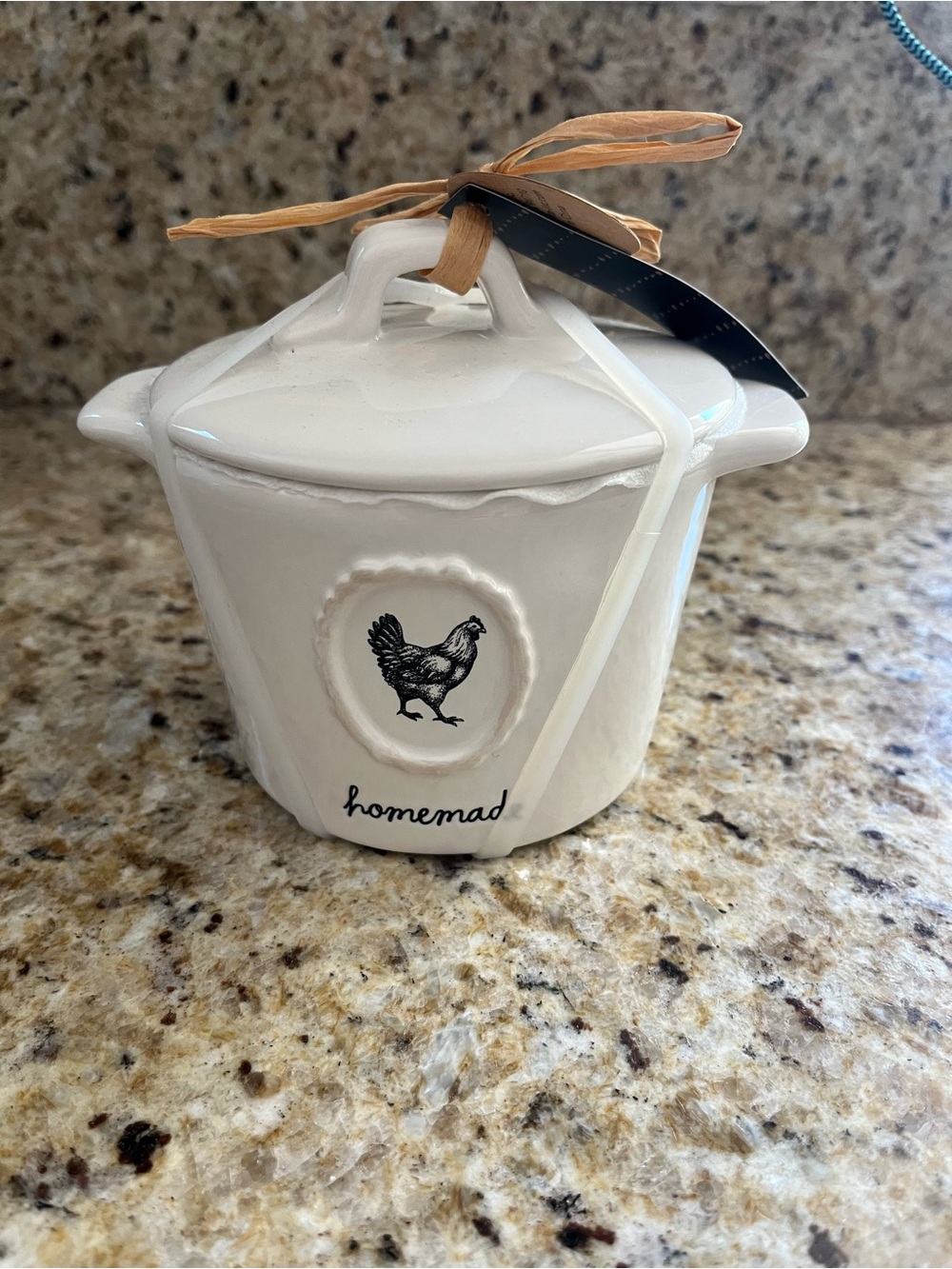 Rae Dunn Ceramic Jar Crockpot Canister Rooster Homemade Farmhouse